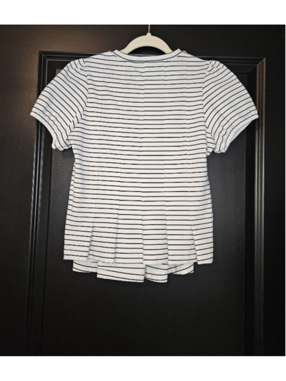 Maeve Anthropologie Corset Peplum White/Black Striped Cap Sleeve Tee NWT XS - Picture 8 of 8